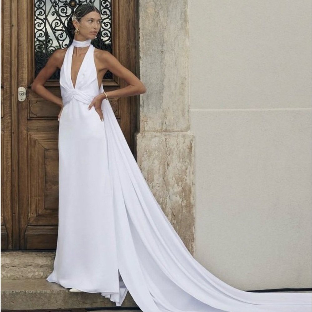 Custom Made NeckTie Halter Wedding Dress - Sateen (A Type of Satin)